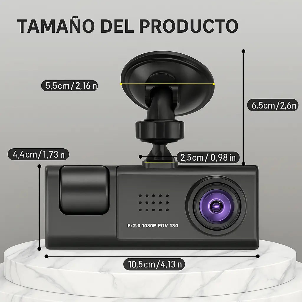 Cámara Para Carro 3 en 1 Black Box profesional ( Frontal, Interior y trasera)