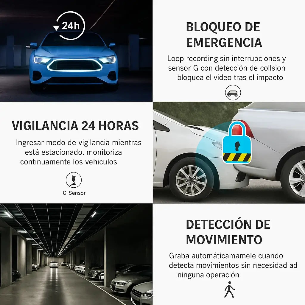 Cámara Para Carro 3 en 1 Black Box profesional ( Frontal, Interior y trasera)