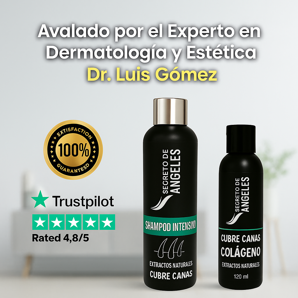 MEGA-COMBO! Shampoo Cubre Canas Secreto de Ángeles + Colágeno y LLEVA EXFOLIANTE GRATIS