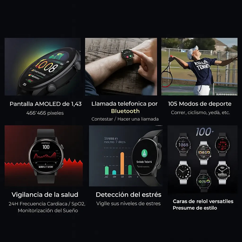 Reloj inteligente PowerWatch 4 con 3 correas - Avanzado con GPS y monitorización de la salud