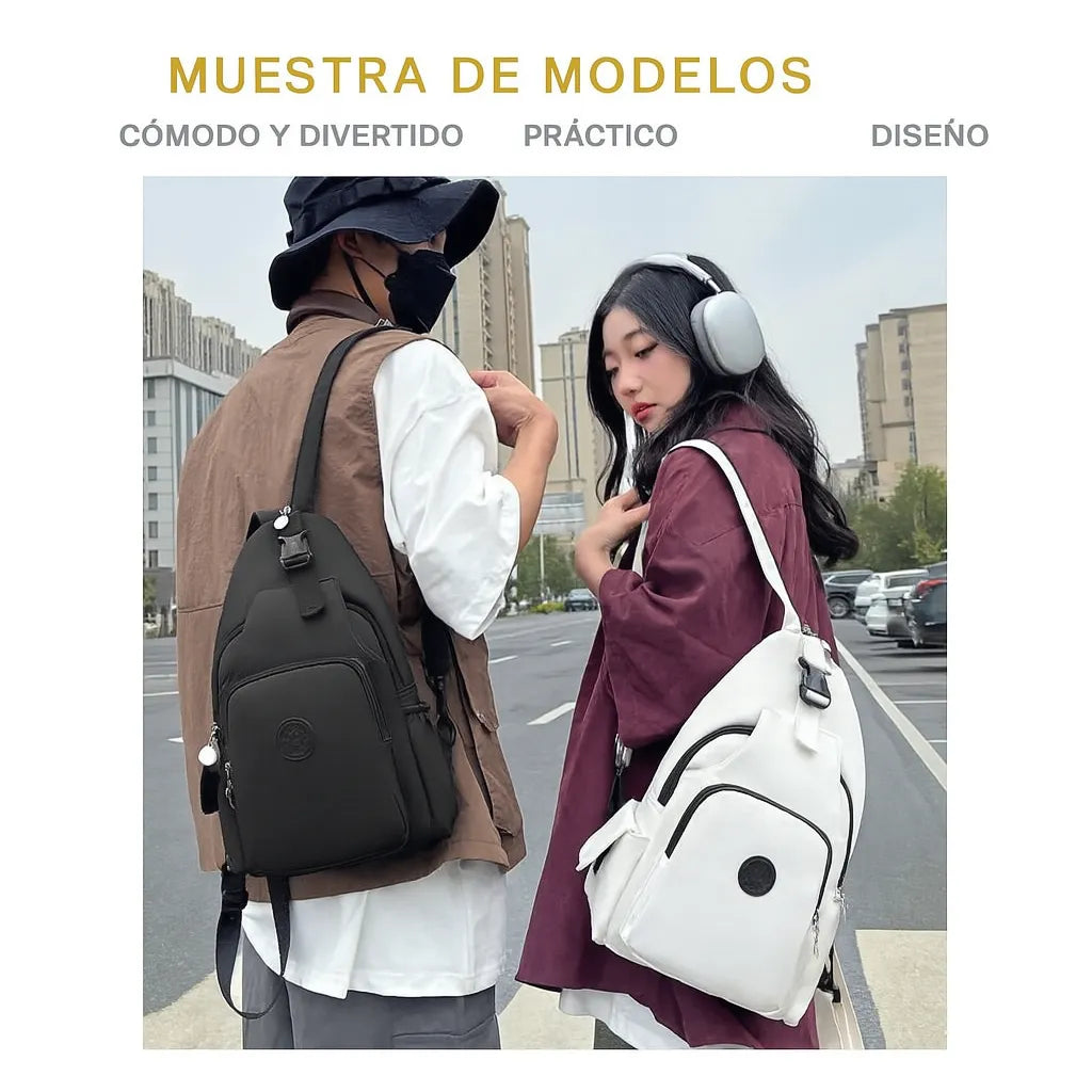 Bolso Compacto Unisex con Correa Cruzada y Cierre Práctico