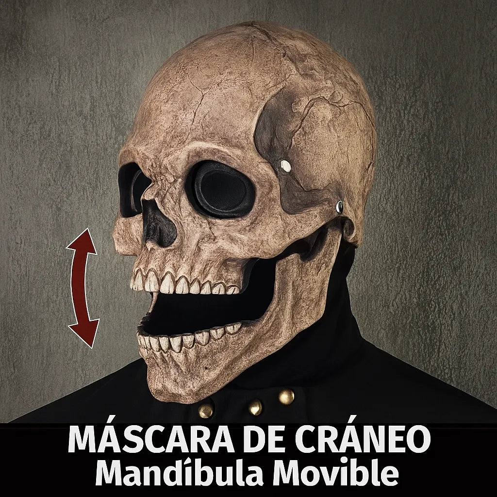 SkullMask™ - Máscara de calavera -cabeza completa con mandíbula móvil y luz led en los ojos